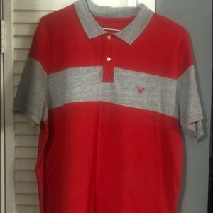 American Eagle Outfitters Red & Gray Cotton Polo Sz XL